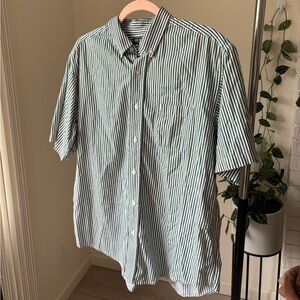 ACA JOE Green Striped Short Sleeve Button Up 100% Cotton Made in Mexico